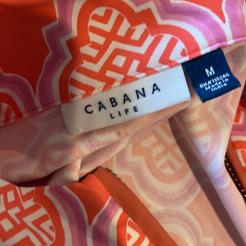 Cabana Life Coral Geo 1/2 Zip top, M! - Picture 8 of 10